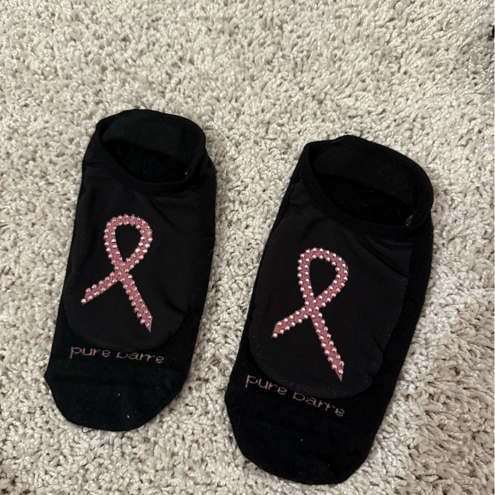 Pure Barre Sheer Breast Cancer Ribbon Sticky Socks